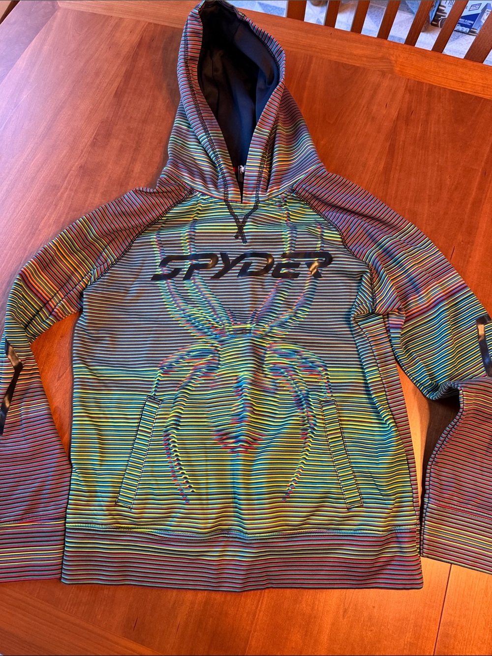 Spyder Youth size Medium Multicolor Striped Crewneck Hoodie